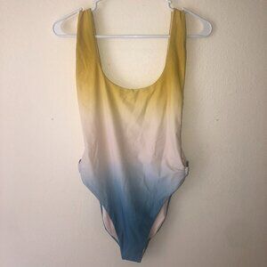 🌞 NWT Aerie Swimsuit One Piece Yellow Blue Size Medium Women